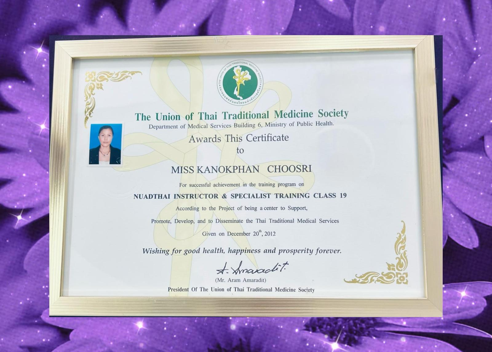 Certificat massage thaï - Instructeur & Spécialiste Nuad Thaï